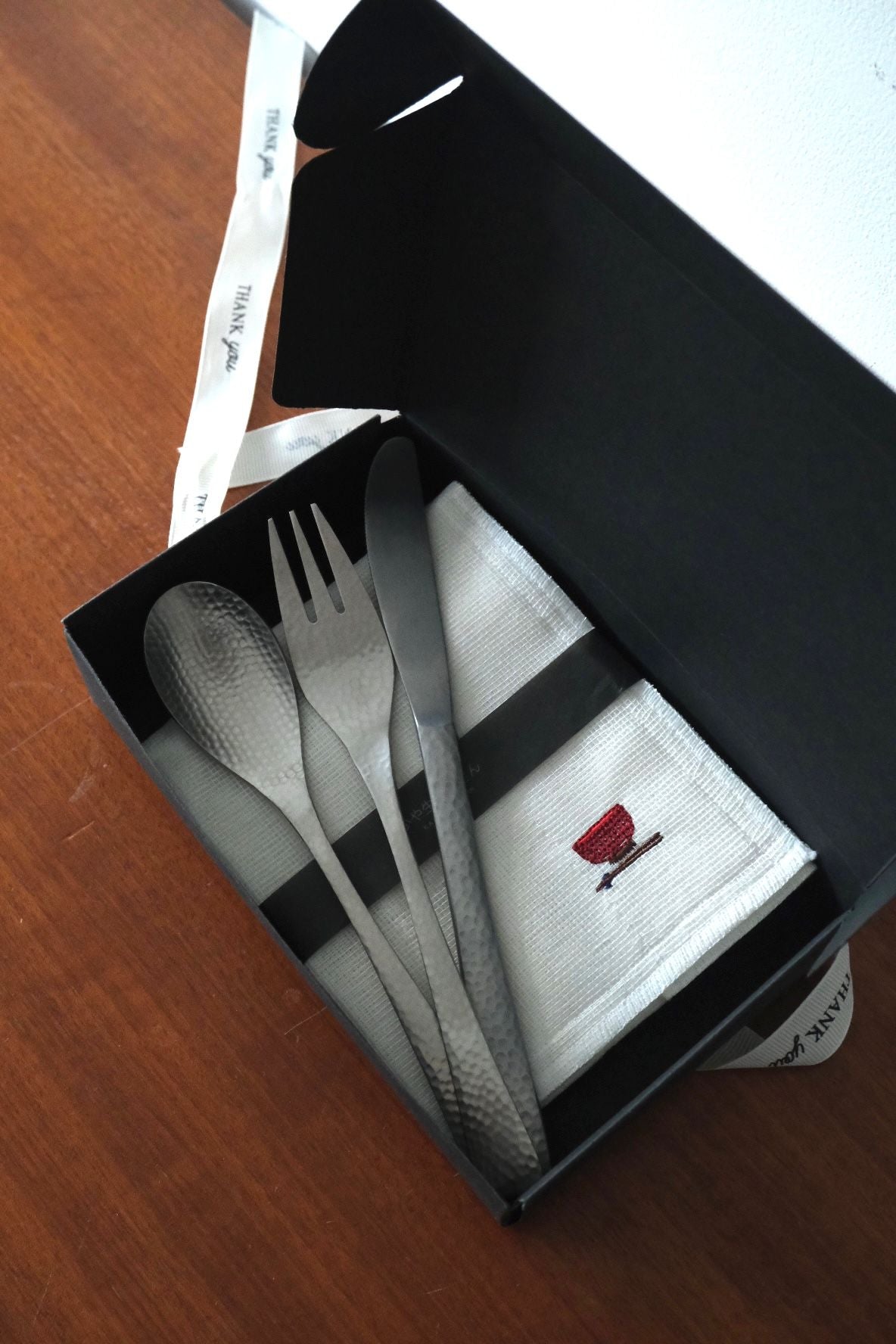 Lacquer Bowl Embroidery Cloth with/without NAGORI Cutlery set (3-Pieces)