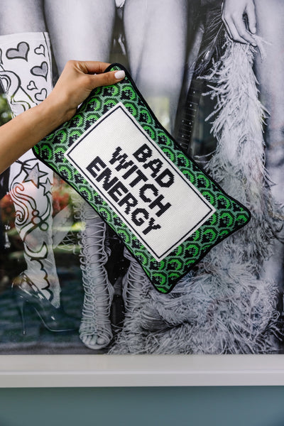 Bad Witch Energy Needlepoint Pillow-