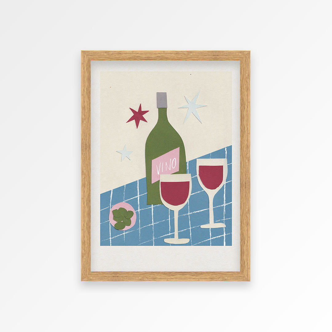 Wine Hand Collaged Print