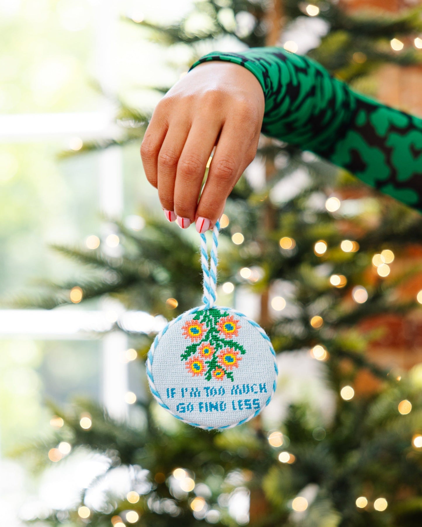 Needlepoint Ornament - Go Find Less
