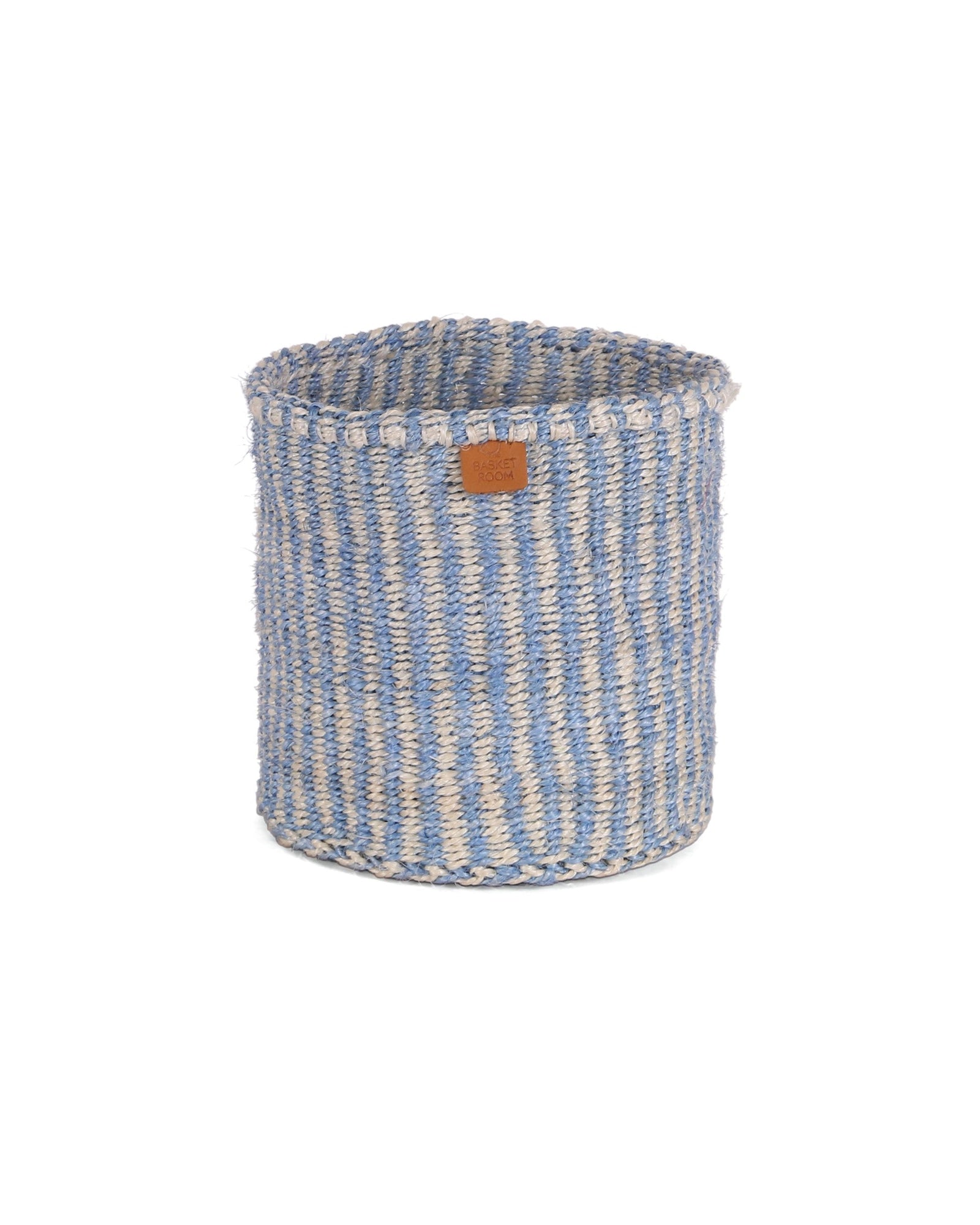 SEMA: Powder Blue and Natural Pinstripe Round Sisal Basket