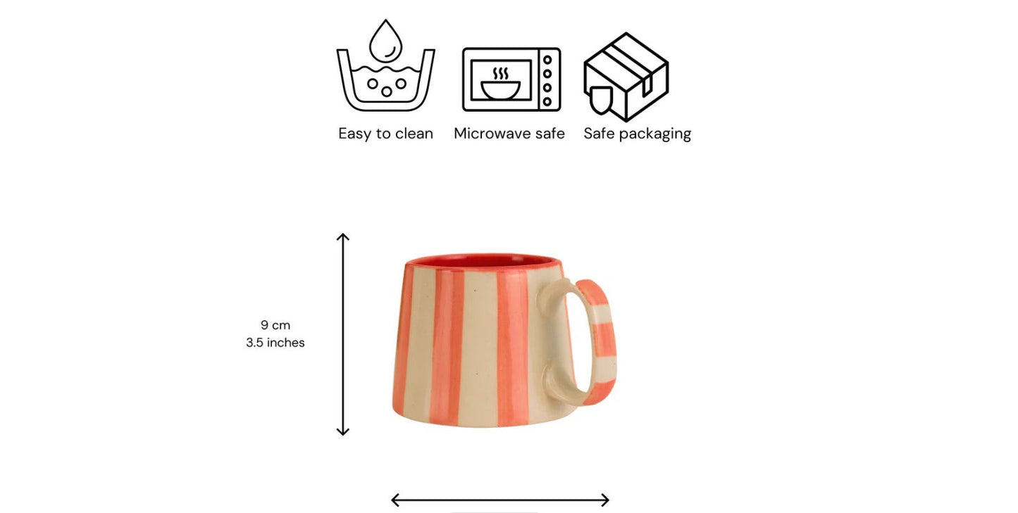 Ceramic Pink Stripe Coffee cup- 220ml (SET OF 4)