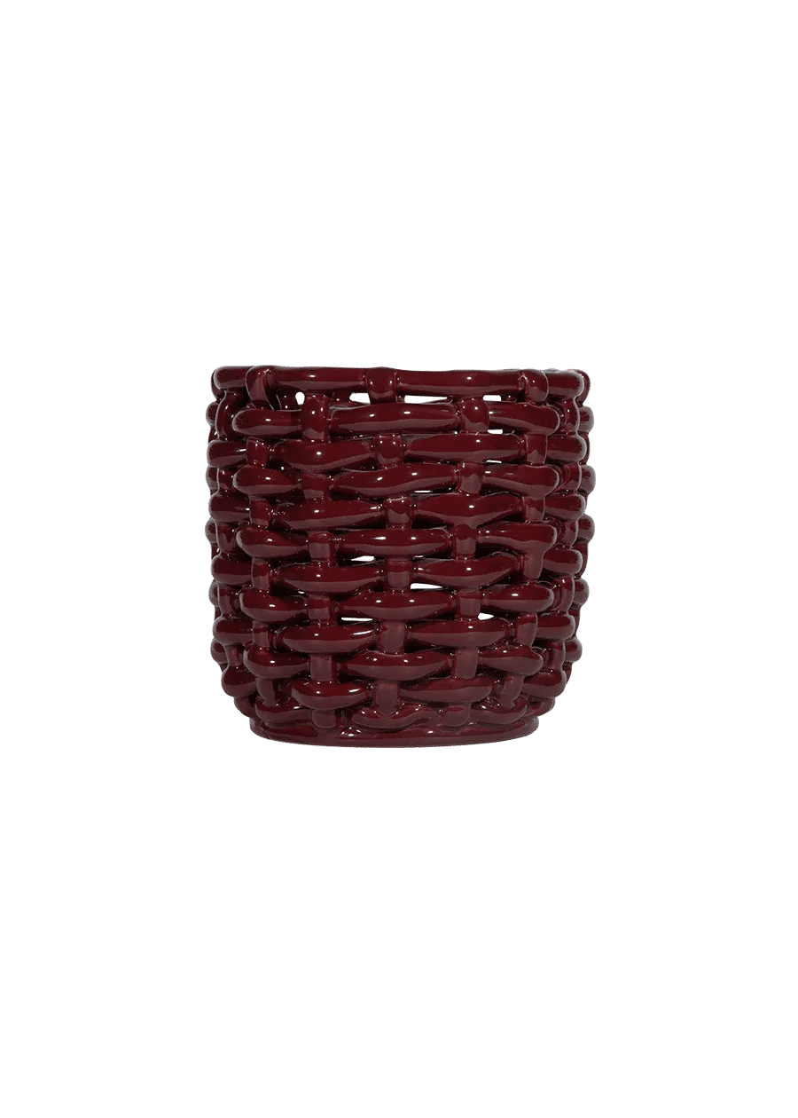 Burgundy Basketweave Planter