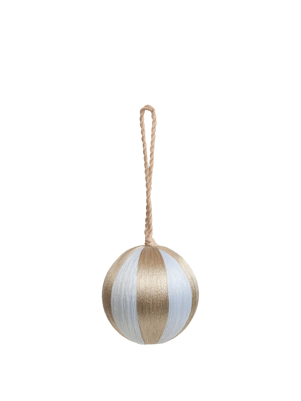 Stripe Baubles M 3" - Champagne/White