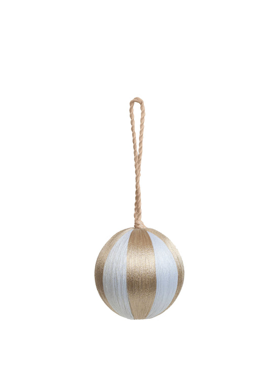 Stripe Baubles M 3" - Champagne/White