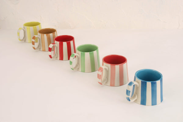 Ceramic Brown Stripe Coffee Cup- 220ml (SET OF 4)