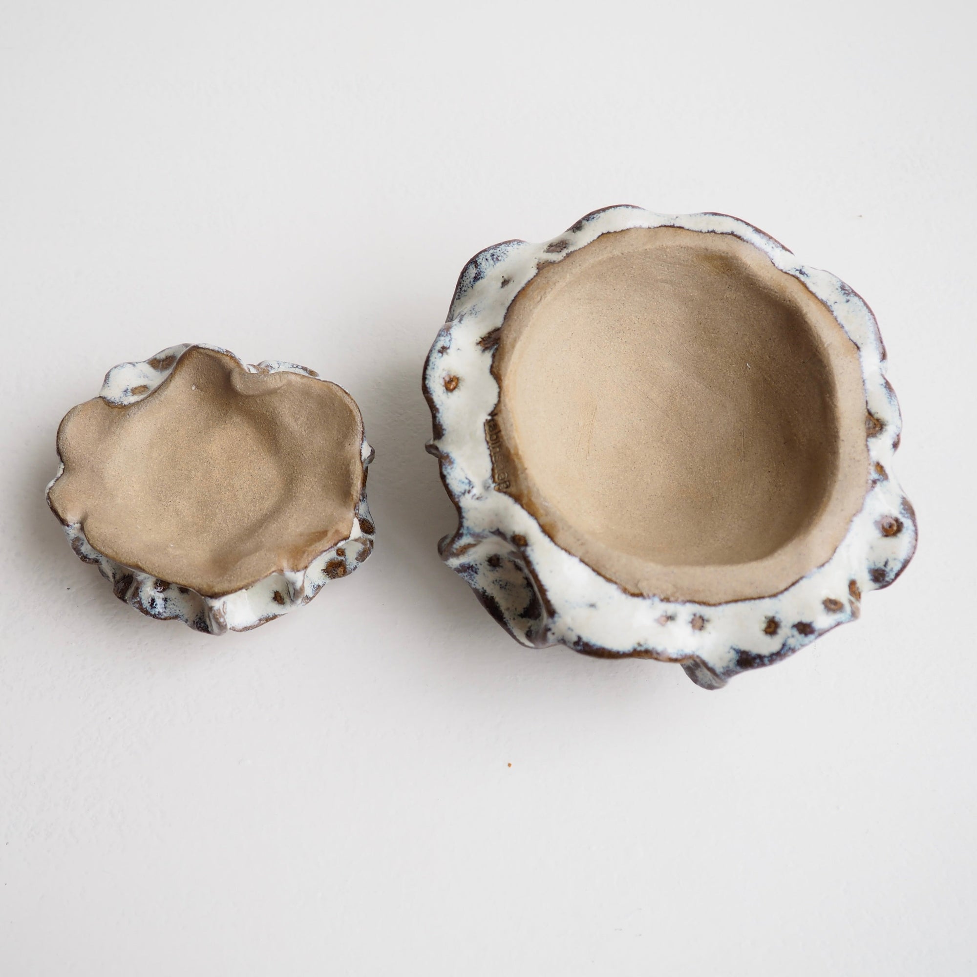 Handmade Pottery Textural Sculptures Brown and Cream