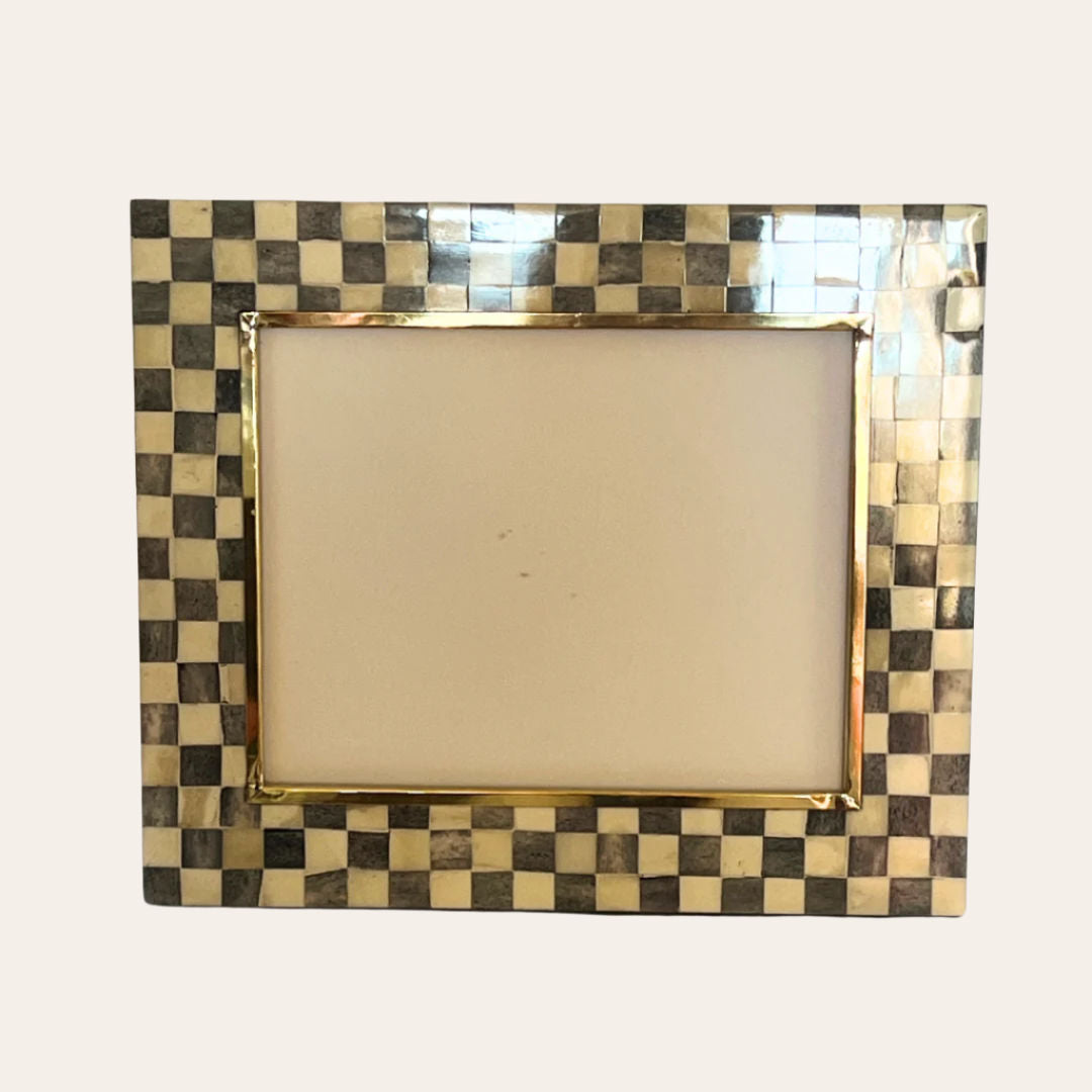 Large Photo Frame | Grey & White | Chequered