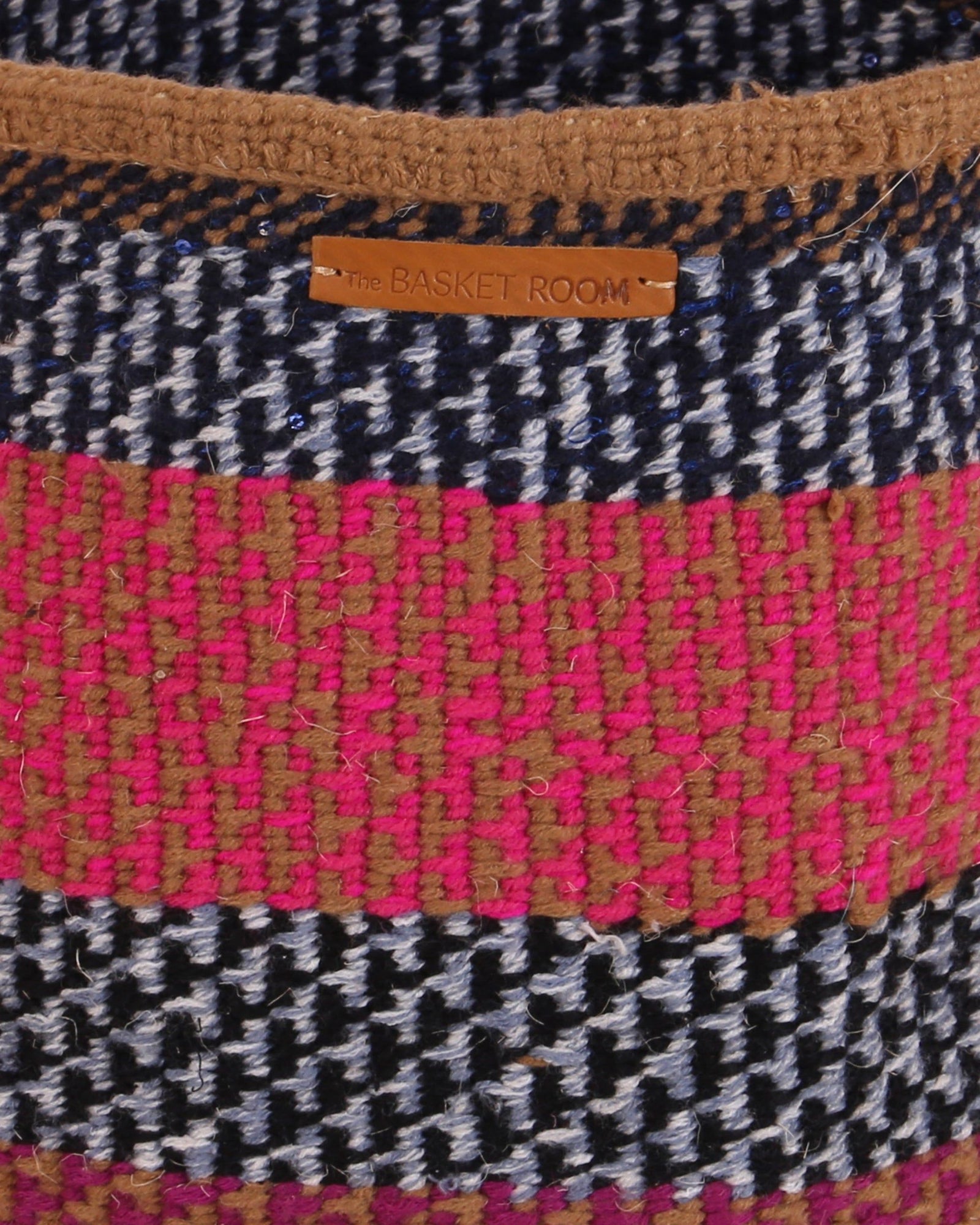 SHAKA: Large Pink, Blue and Brown Wool Basket