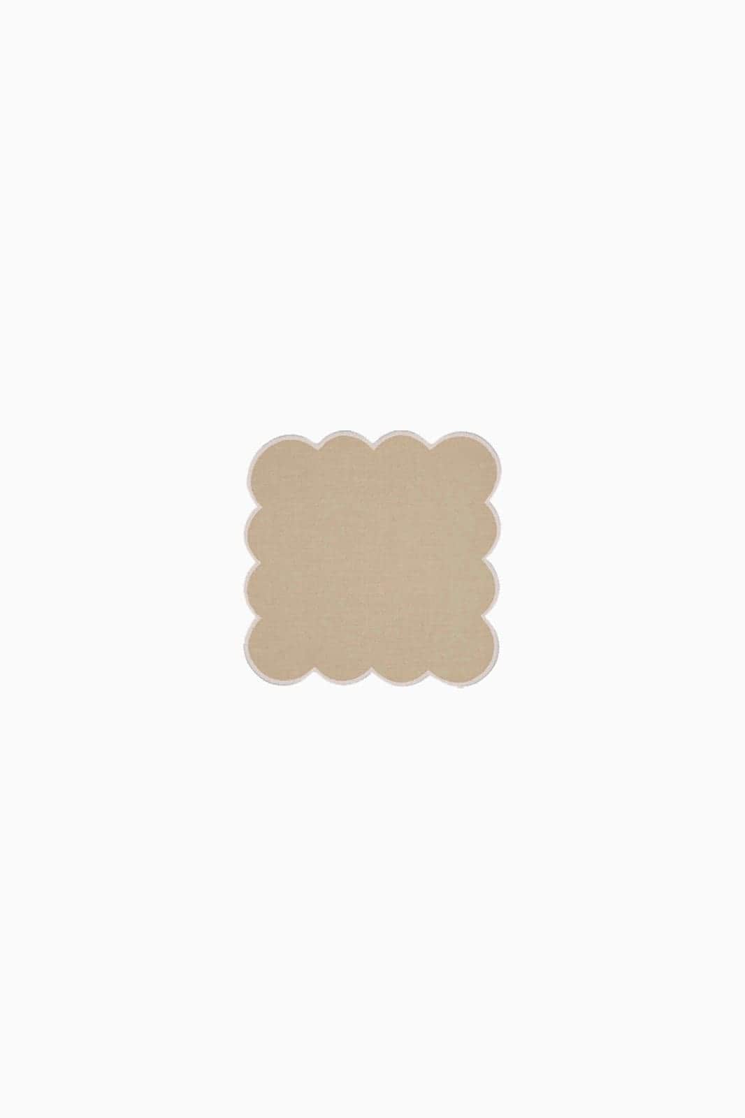 Zero-Waste Scalloped Linen Cocktail Napkins Oatmeal - Set of 4