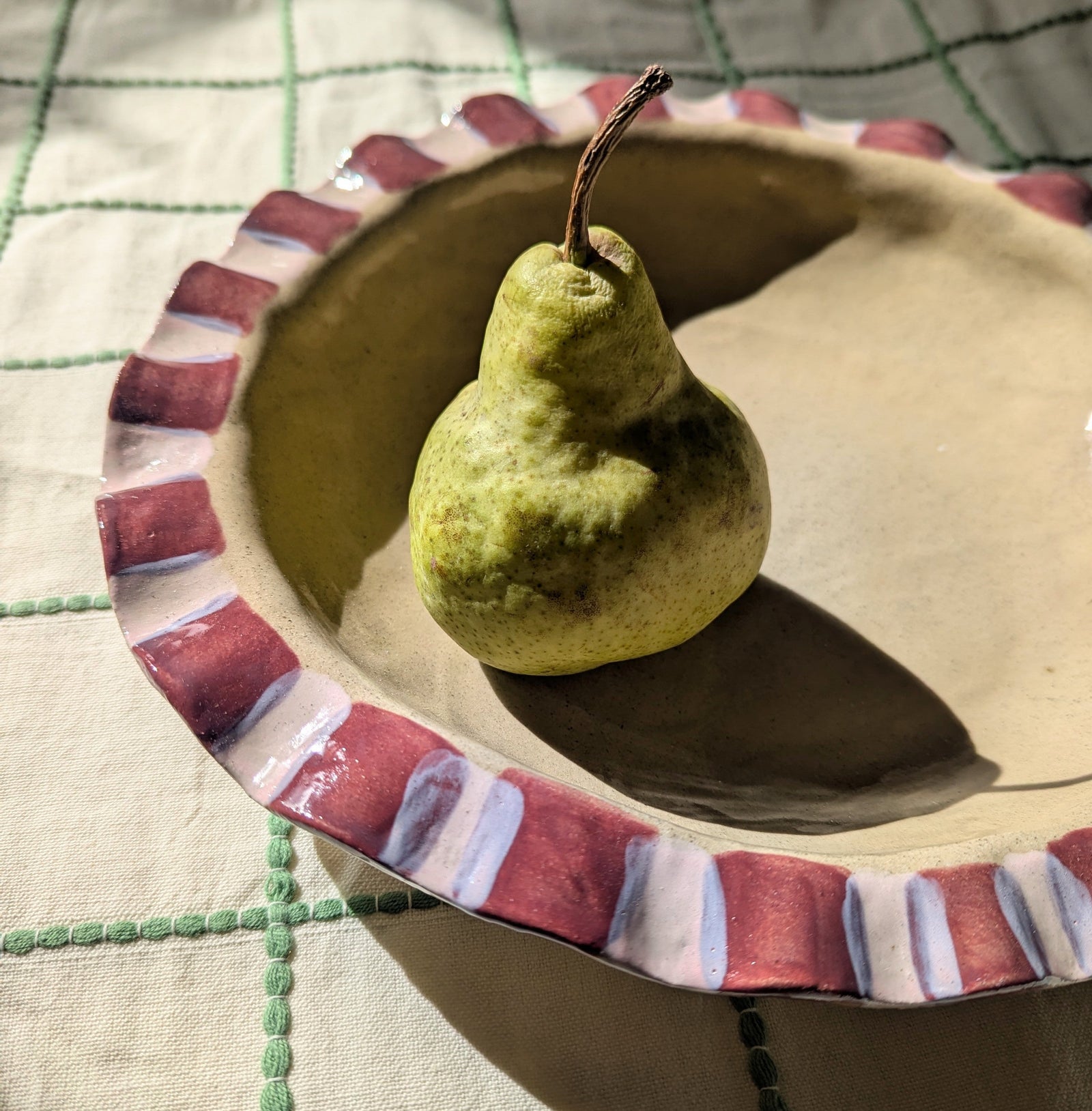 Baby Pink & Burgundy Frill Serving Bowl