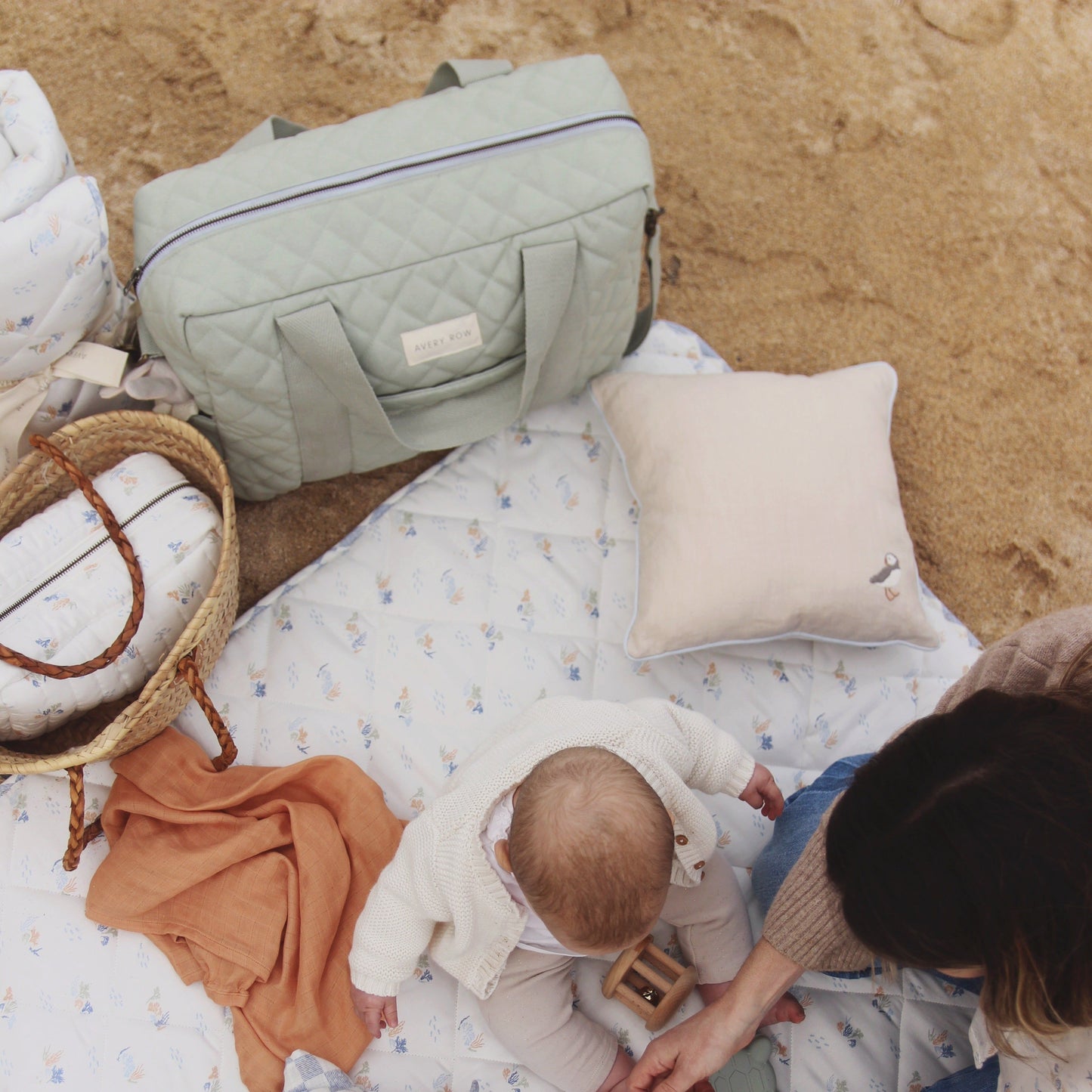 Baby Changing Bag - Sage (With Pram Clips)