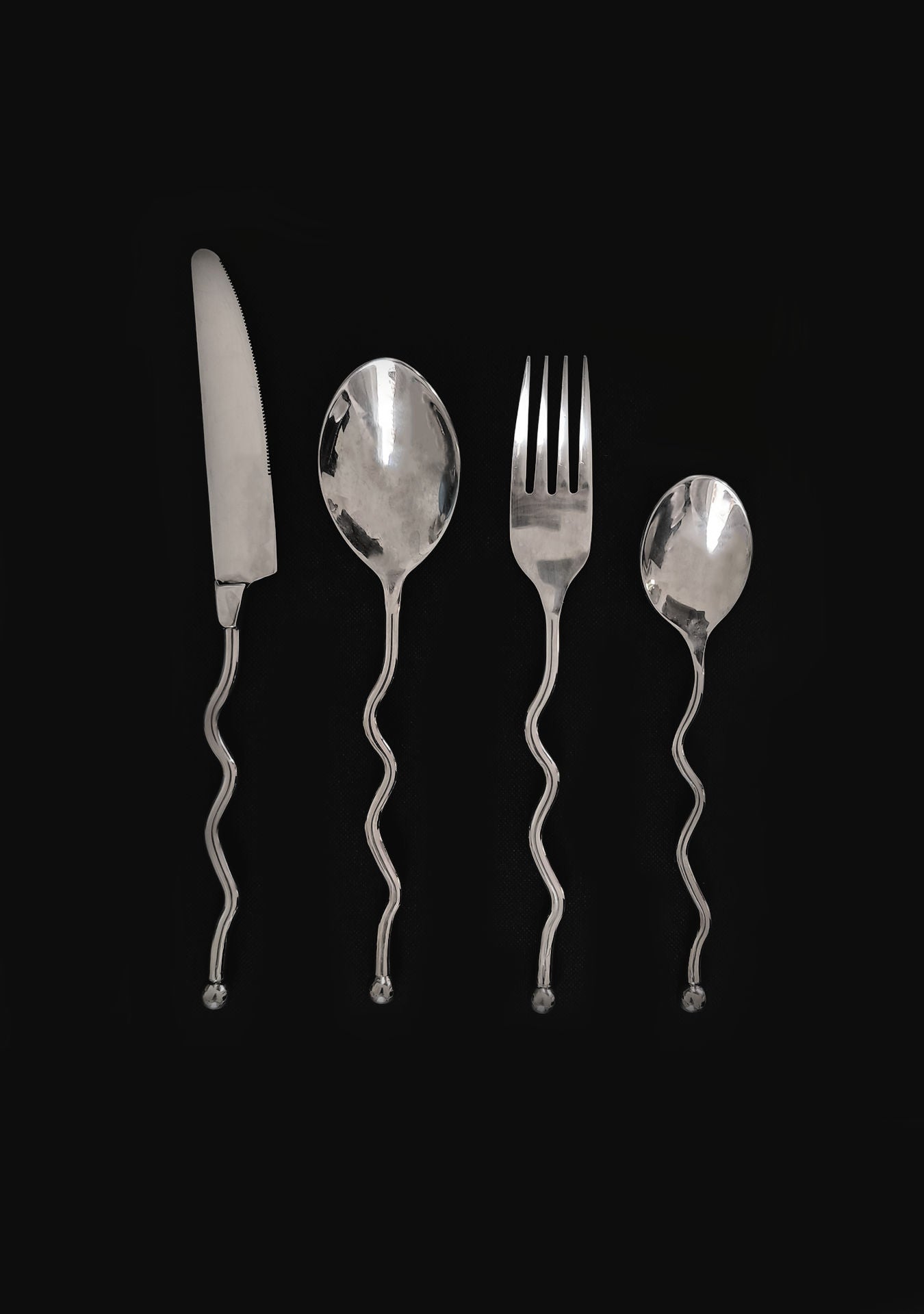 Set of 4 Wavy 80's Cutlery