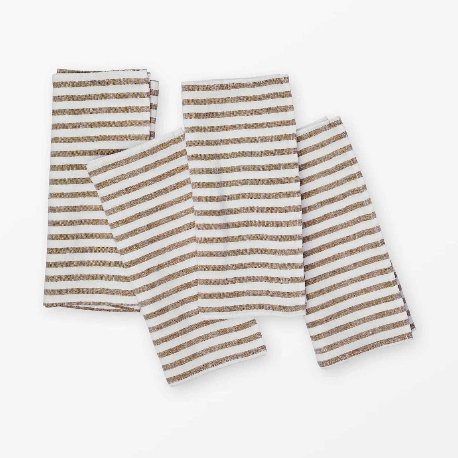 Linen Napkin Breton Stripe Brown - Set of 4