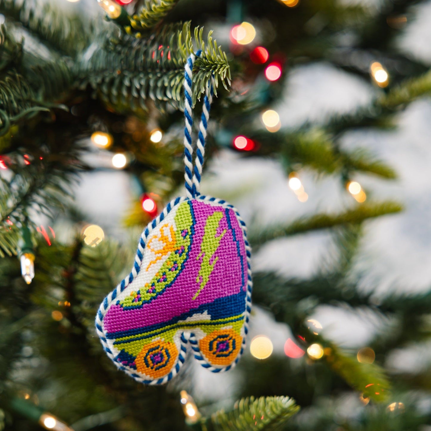 Needlepoint Icon Ornament - Roller Skate