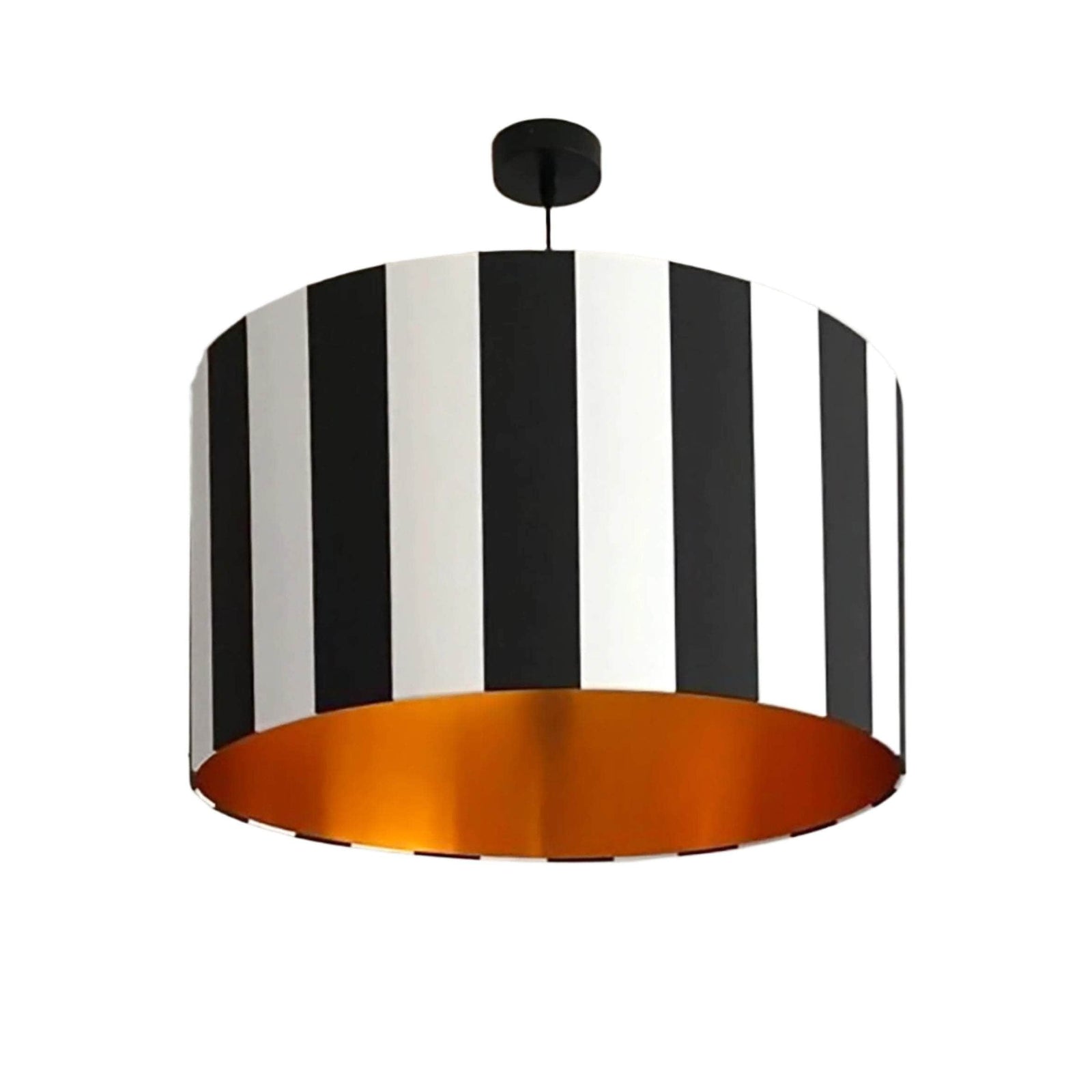 Beetlejuice Black and White Striped Lampshade With Copper Foil Lining