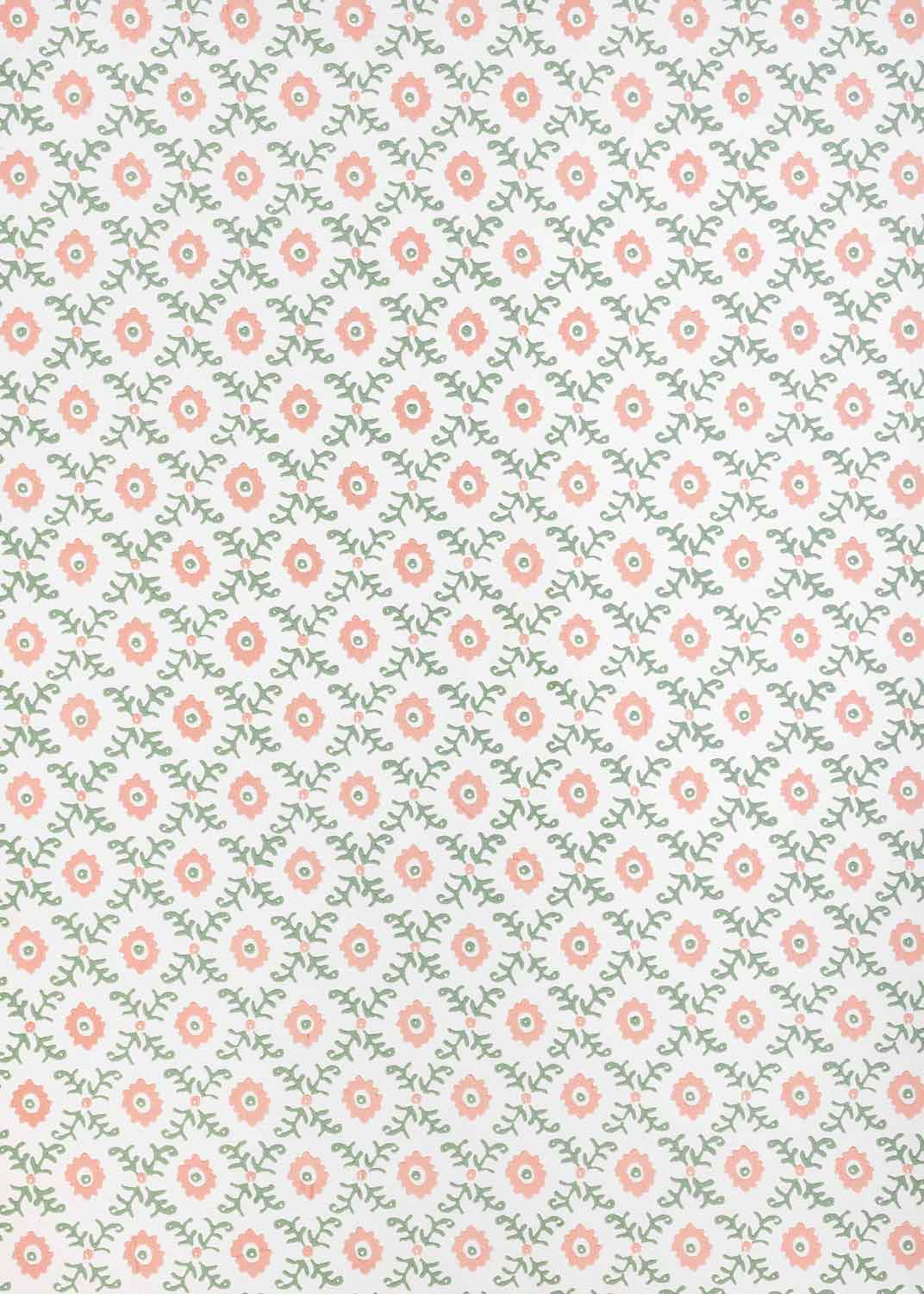 Folk Flower Wallpaper - Pink / Green