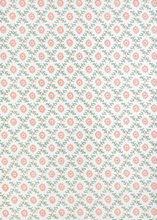 Folk Flower Wallpaper - Pink / Green