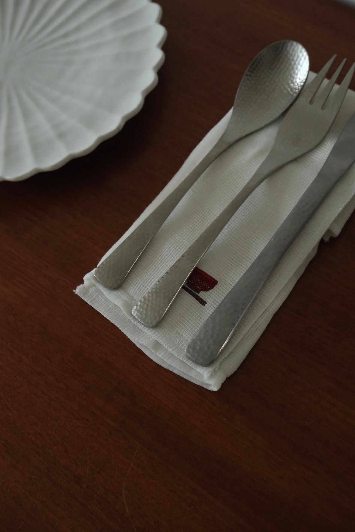 Lacquer Bowl Embroidery Cloth with/without NAGORI Cutlery set (3-Pieces)