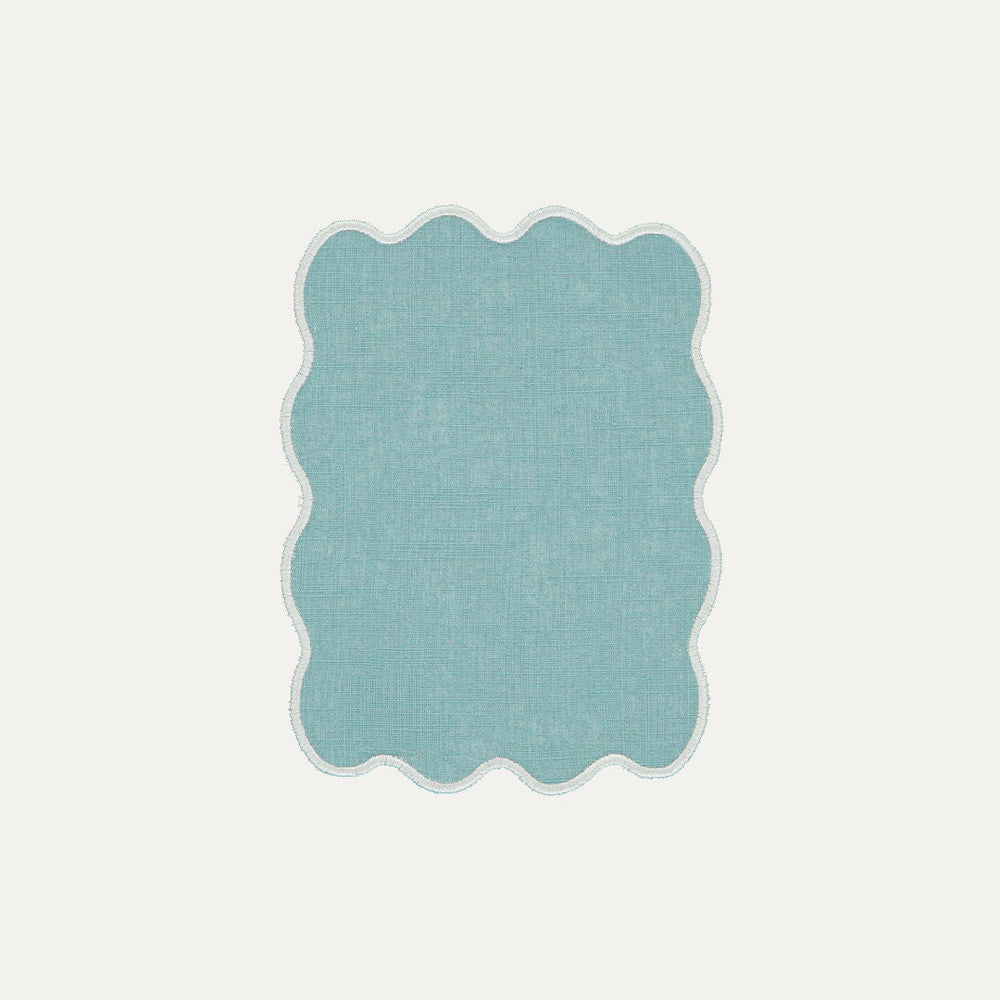 Light Blue Palm Cocktail Napkin with Cream