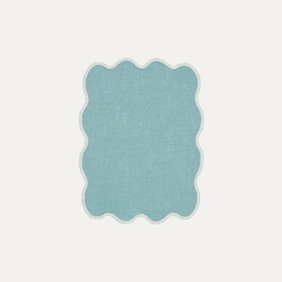 Light Blue Palm Cocktail Napkin with Cream
