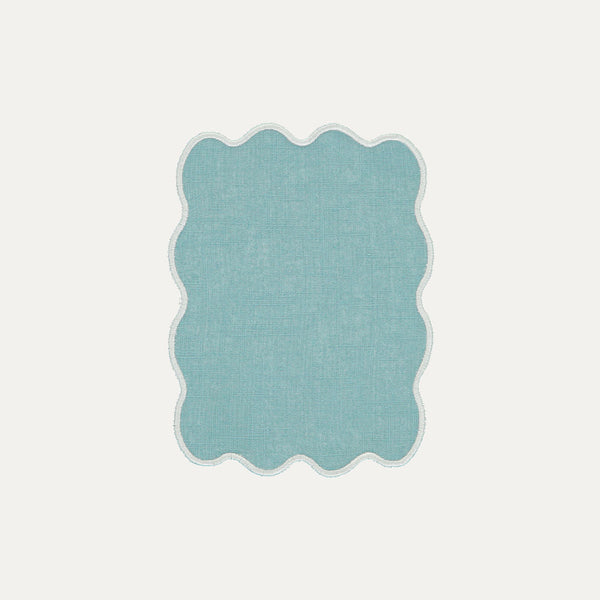 Light Blue Palm Cocktail Napkin with Cream