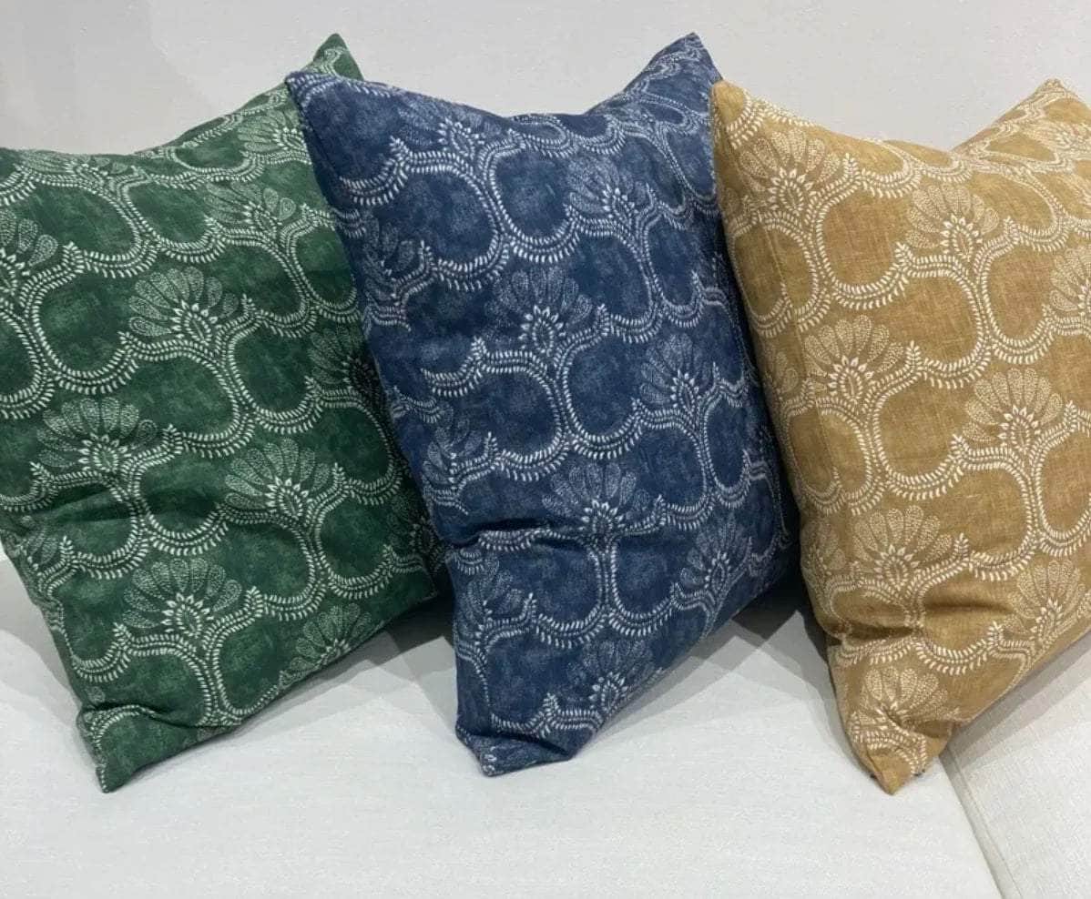 Arabesque Linen Scatter Cushion in Ochre