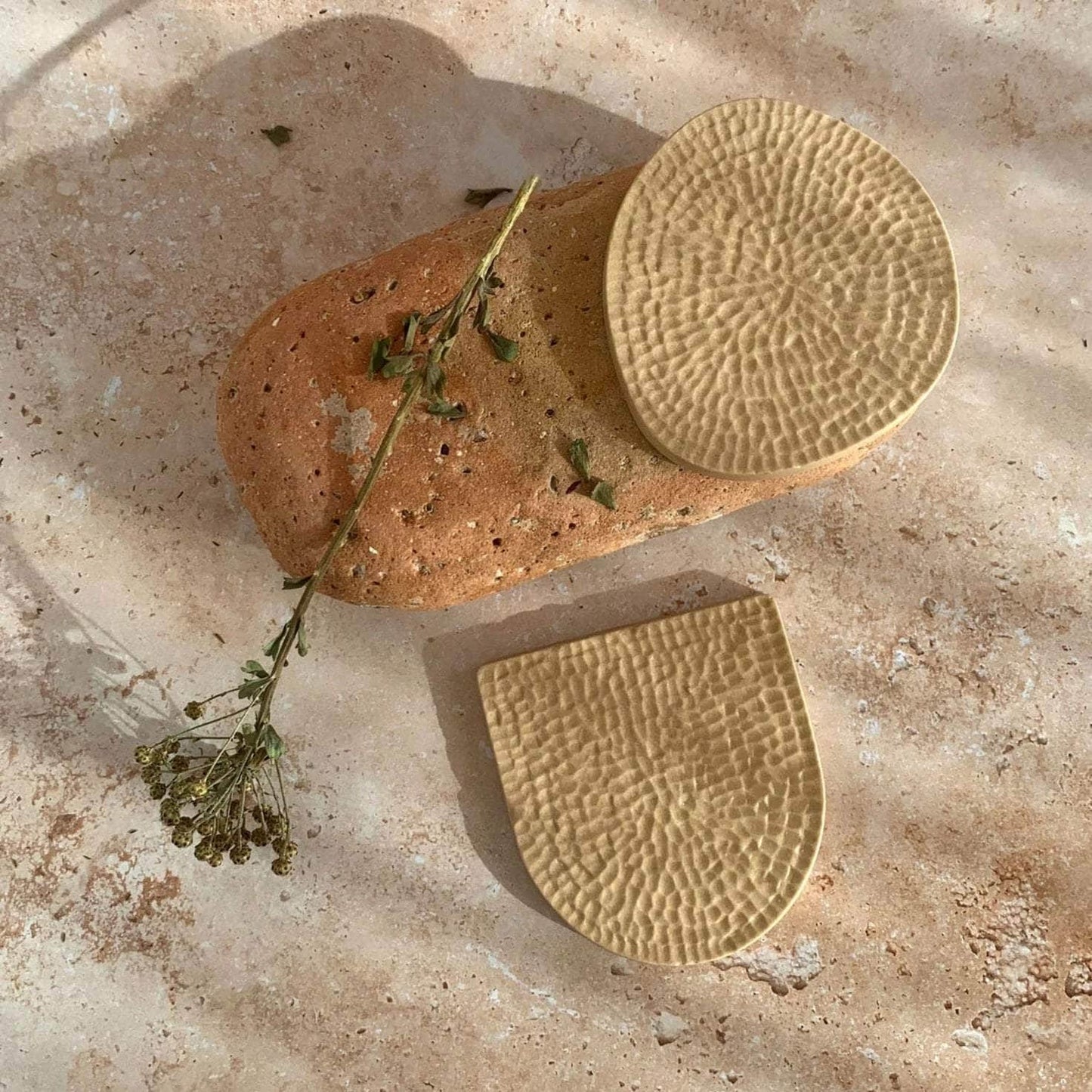 Two Round Coasters - Sandstone
