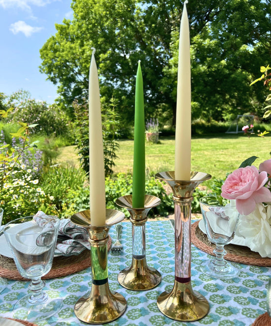 Brass and Acrylic Candleholder | Large | Rose Pink