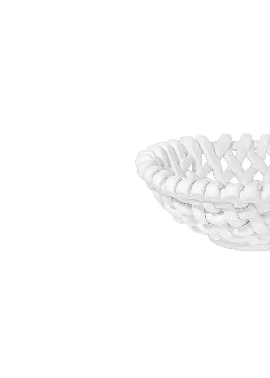 Large White Basketweave Bowl