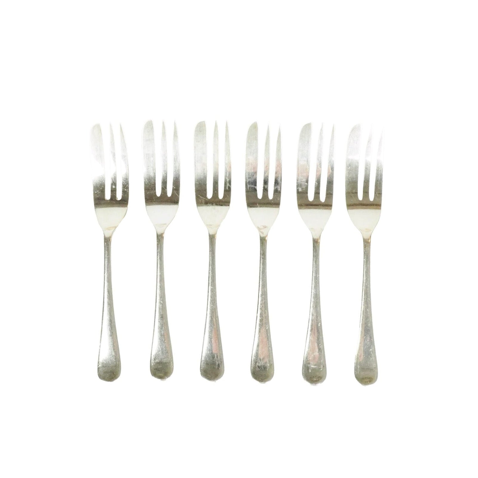 6 Antique Silver Plate Cake Forks