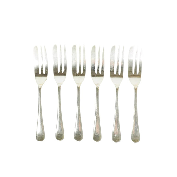 6 Antique Silver Plate Cake Forks