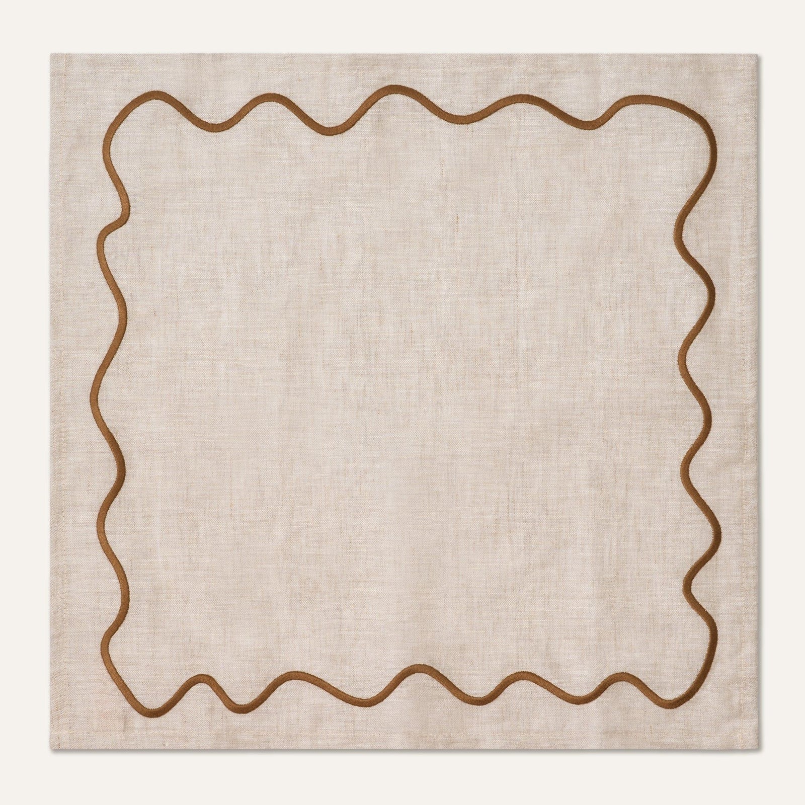 Wavy Linen Napkins Beige/Brown - Set of 2