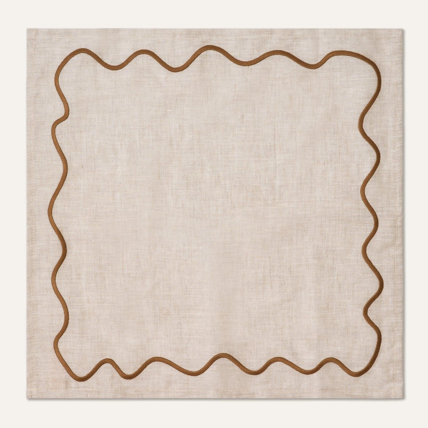 Wavy Linen Napkins Beige/Brown - Set of 2
