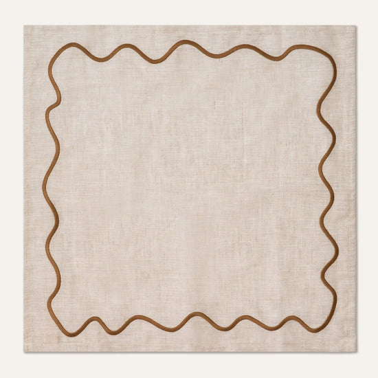 Wavy Linen Napkins Beige/Brown - Set of 2