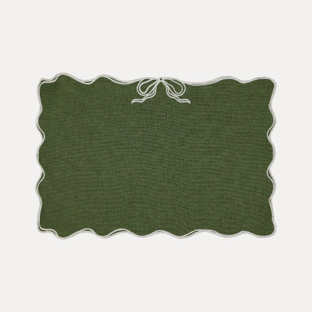 Viena Placemat, Green with White