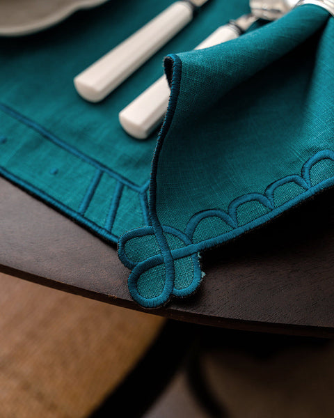 Belle Nuit Napkin, Sea Green with Sea Green