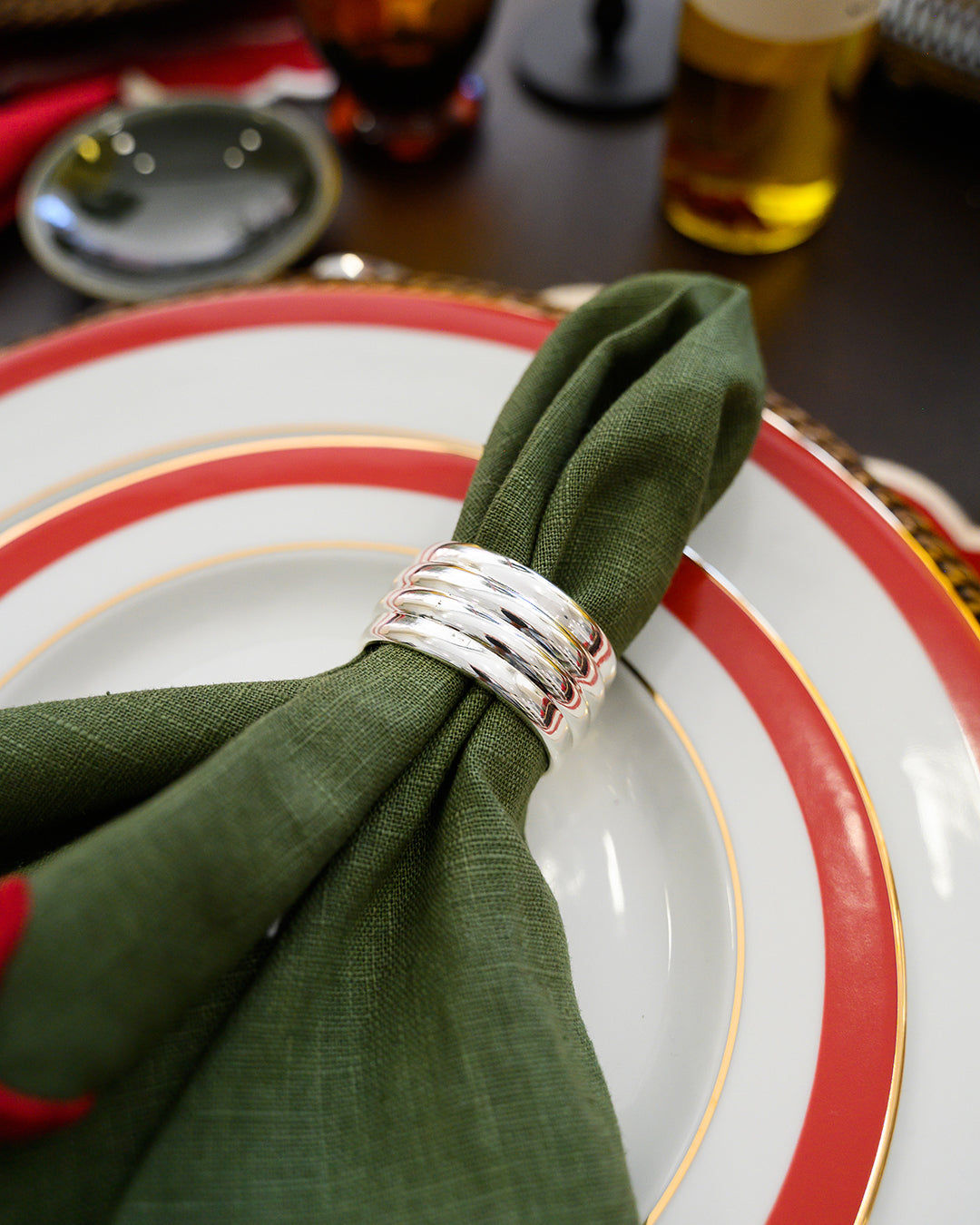 Striped Silver Napkin Ring