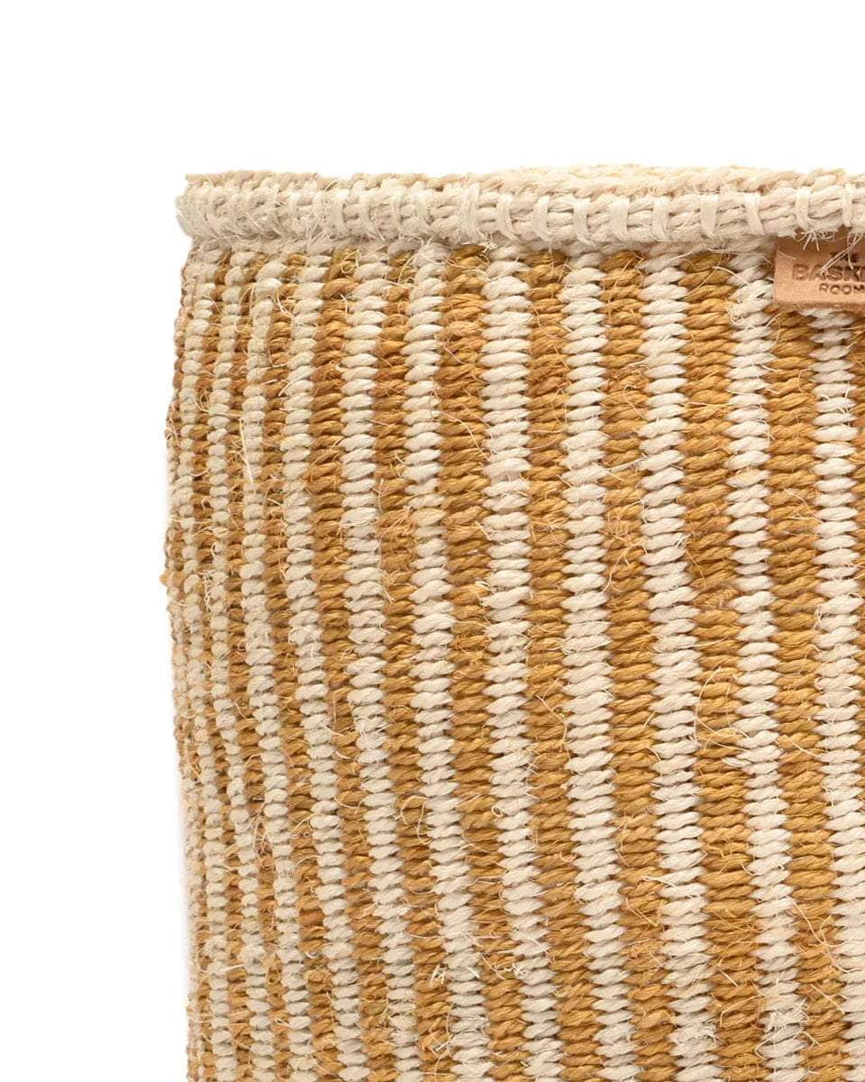 HOTUBA: Gold Pinstripe Woven Storage Basket