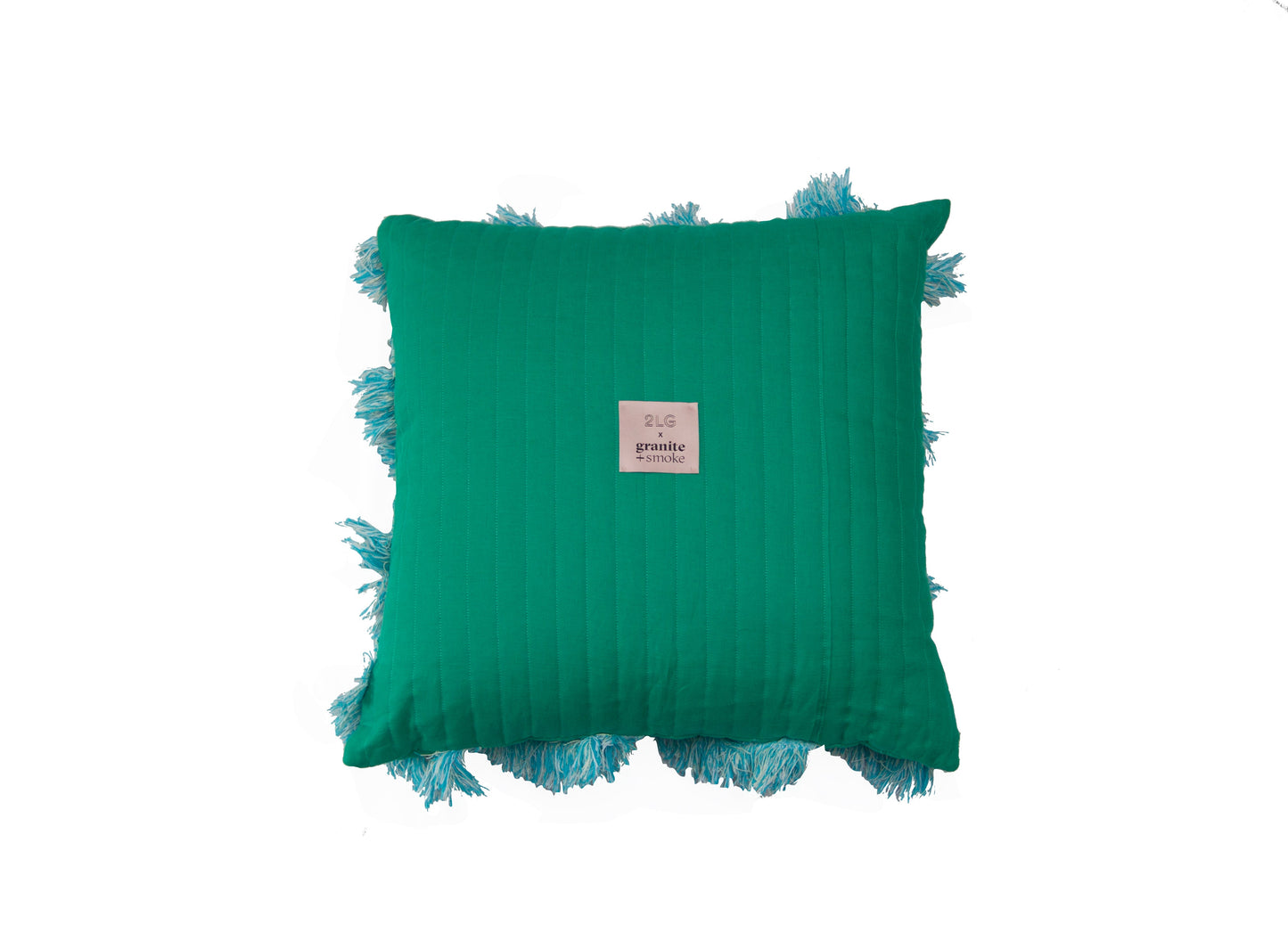 G+S x 2LG 'YCSWM' Quilted Diagonal Cushion in Green