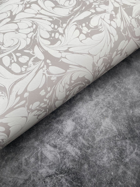Marbled Wallpaper - 'Flourish' Col: Silver Ghost - Non-Woven
