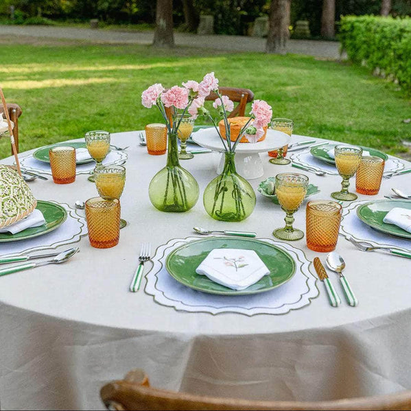 Greta Placemat, White with Green