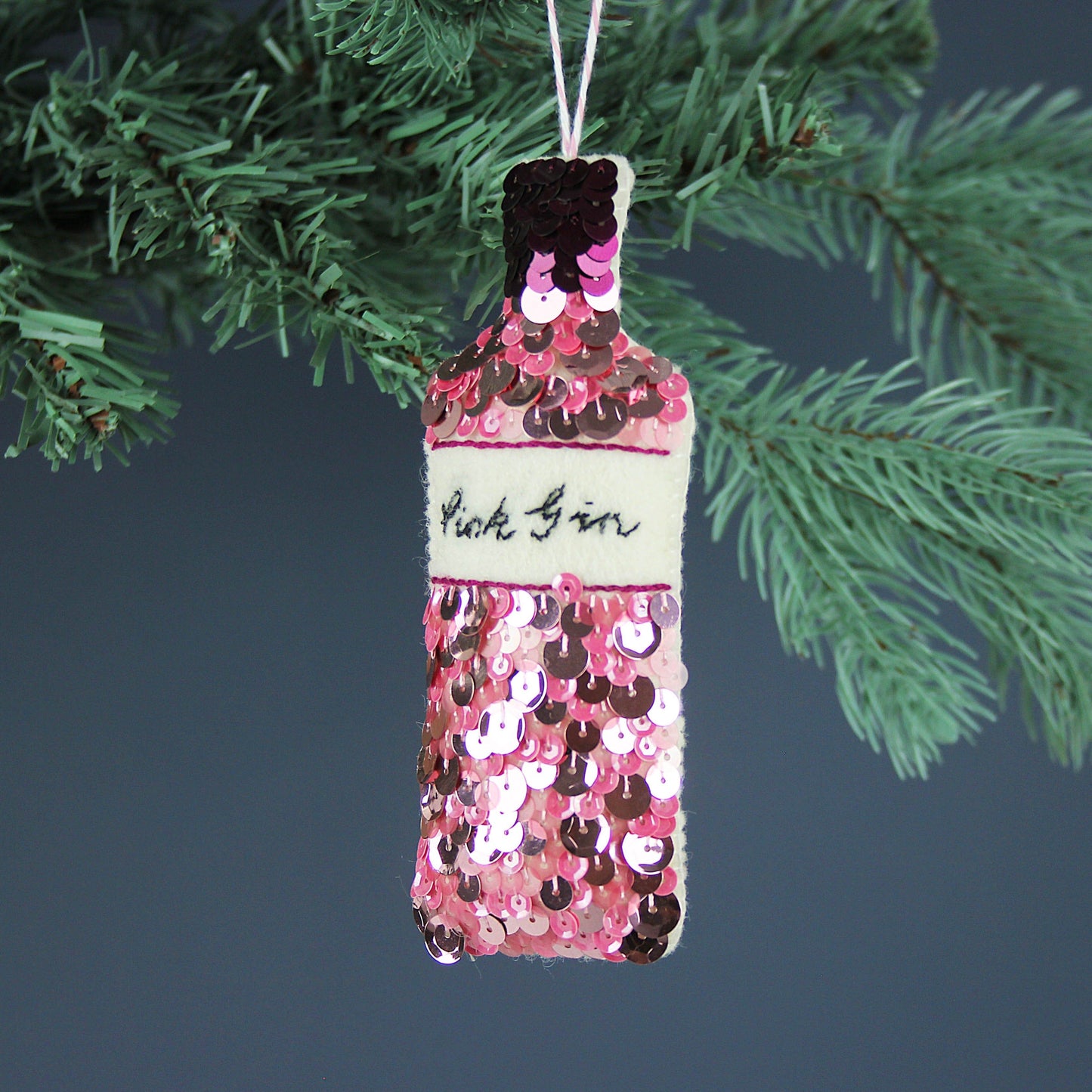 Pretty Pink Gin Sequin Hanging Ornament