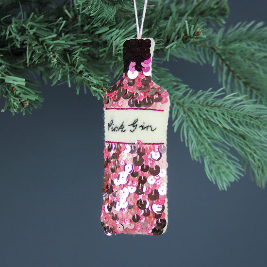 Pretty Pink Gin Sequin Hanging Ornament