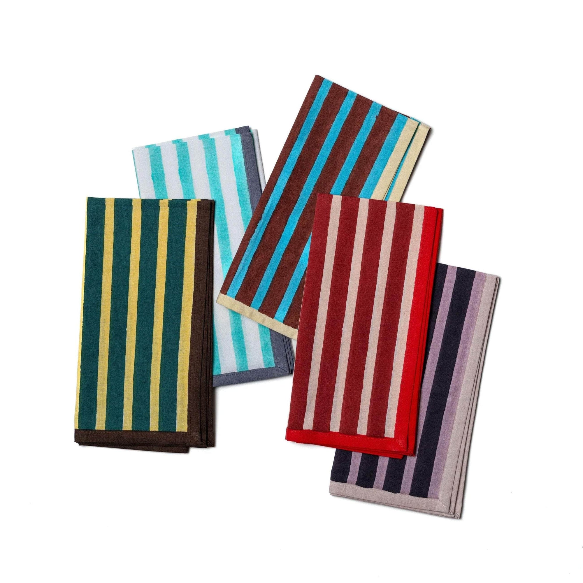 Block Stripe Napkins - Aubergine / Mauve