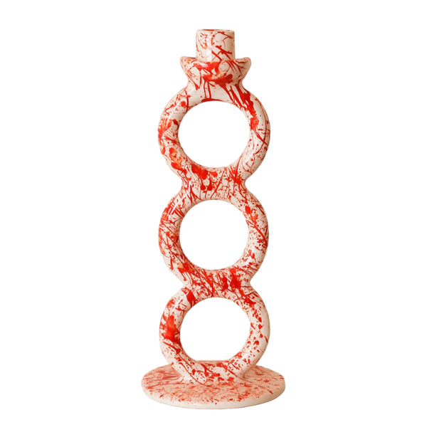 Handmade Ceramic Candlestick Orange Splash