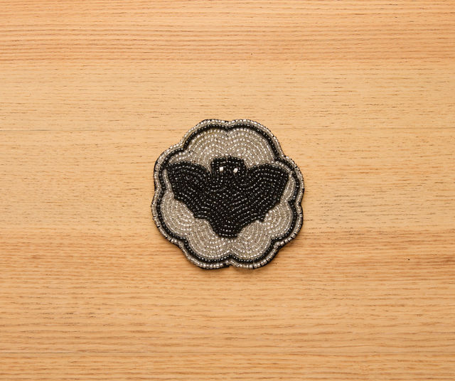 Halloween Bat Beaded Coaster – Handmade Cup Mat with Glass Beads