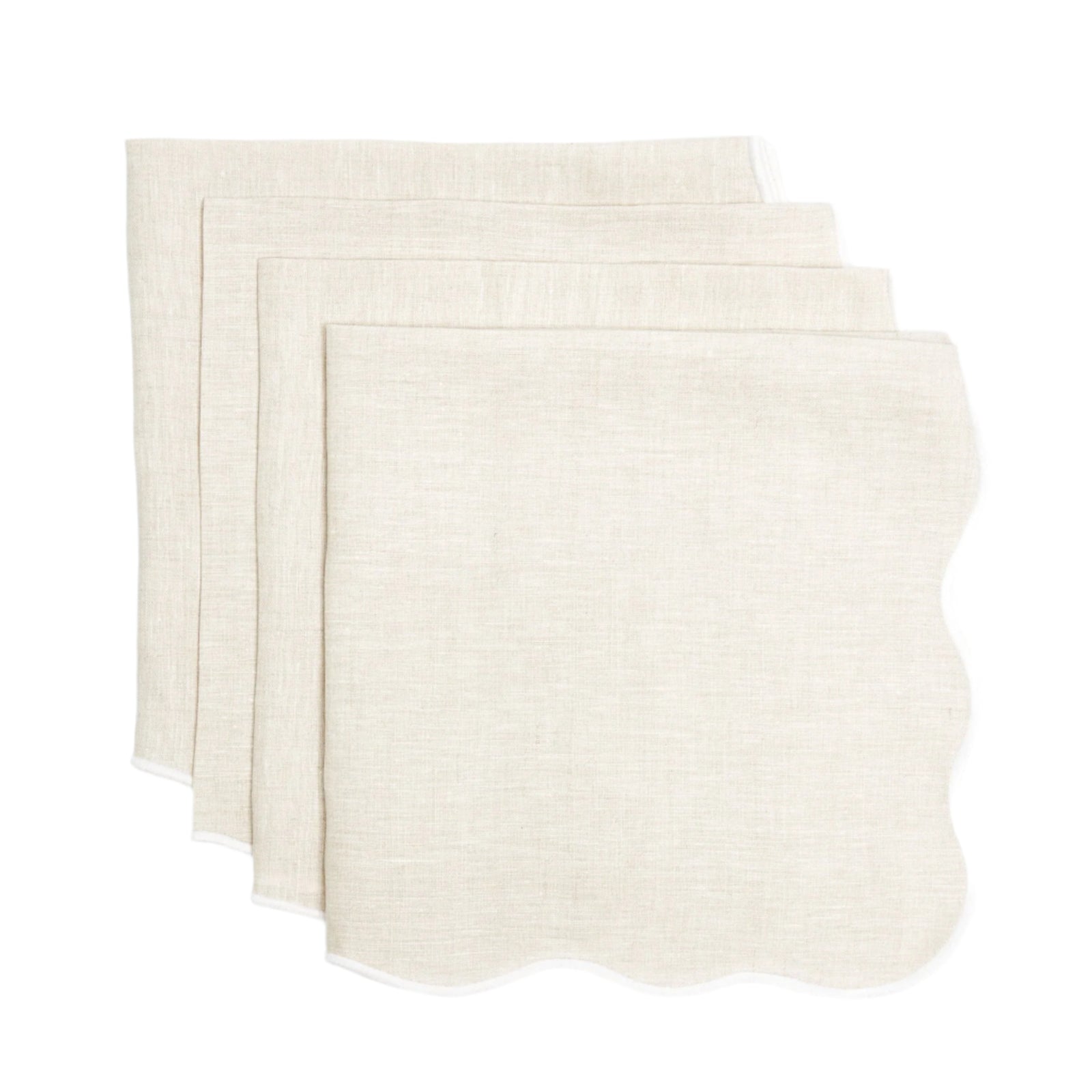 Beige Scallop Napkins With White Embroidery (set of 4)