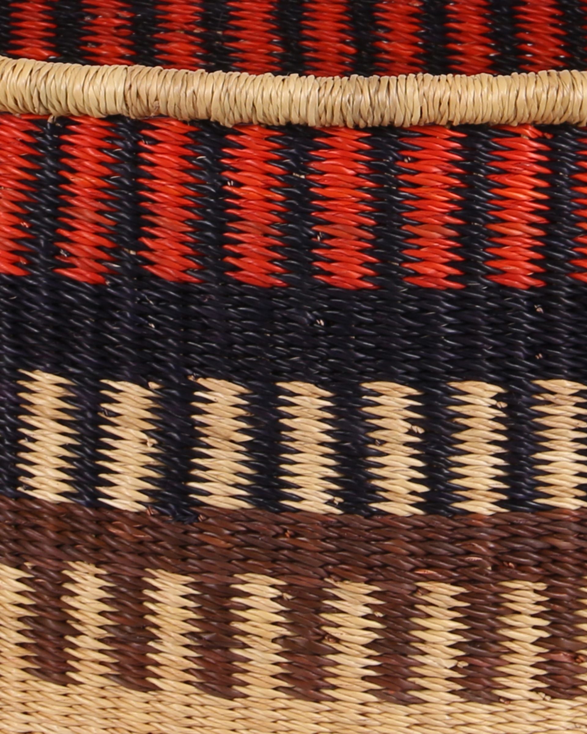 SIBIRI: Medium Orange, Black and Brown Floor Storage Basket with Handles