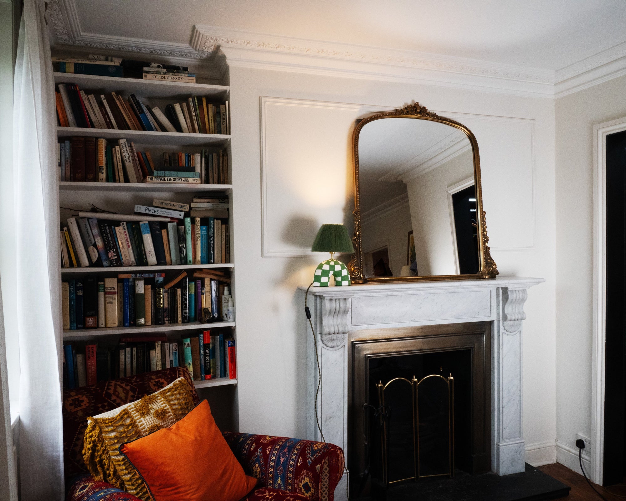 'Me' Table Lamp - Forest Green Checkerboard